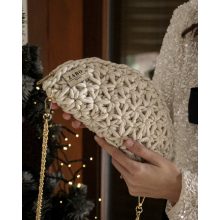 FÉLKÖR ALKALMI TÁSKA - CSILLOGÓ EKRÜ