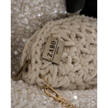 FÉLKÖR ALKALMI TÁSKA - CSILLOGÓ EKRÜ