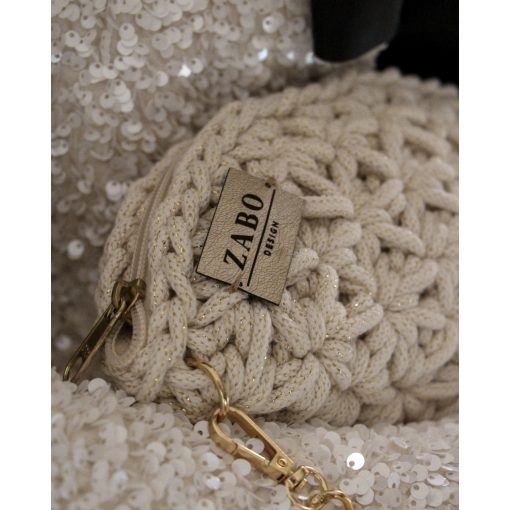 FÉLKÖR ALKALMI TÁSKA - CSILLOGÓ EKRÜ