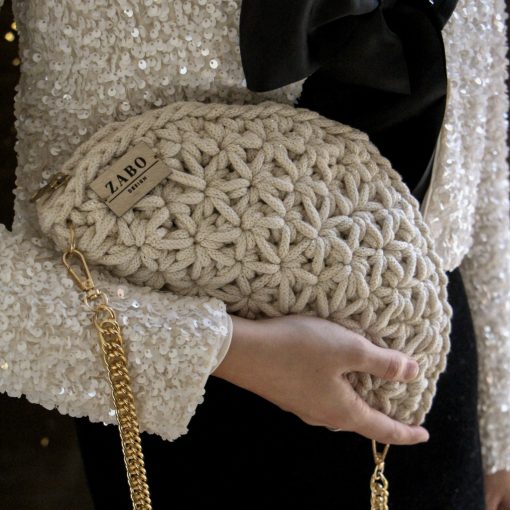 FÉLKÖR ALKALMI TÁSKA - CSILLOGÓ EKRÜ