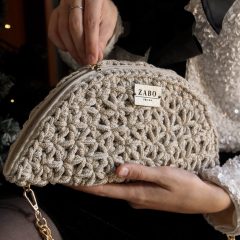 FÉLKÖR ALKALMI TÁSKA - CSILLOGÓ BÉZS