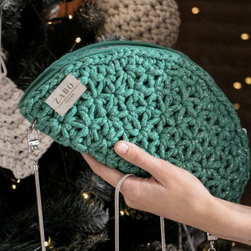 FÉLKÖR ALKALMI TÁSKA - CSILLOGÓ ZÖLD