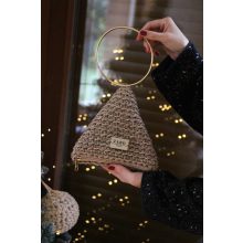 HÁROMSZÖG ALKALMI TÁSKA - CSILLOGÓ ARANY