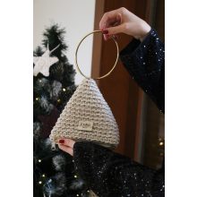 HÁROMSZÖG ALKALMI TÁSKA - BÉZS CSILLOGÓ ARANY