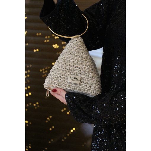 HÁROMSZÖG ALKALMI TÁSKA - BÉZS CSILLOGÓ ARANY